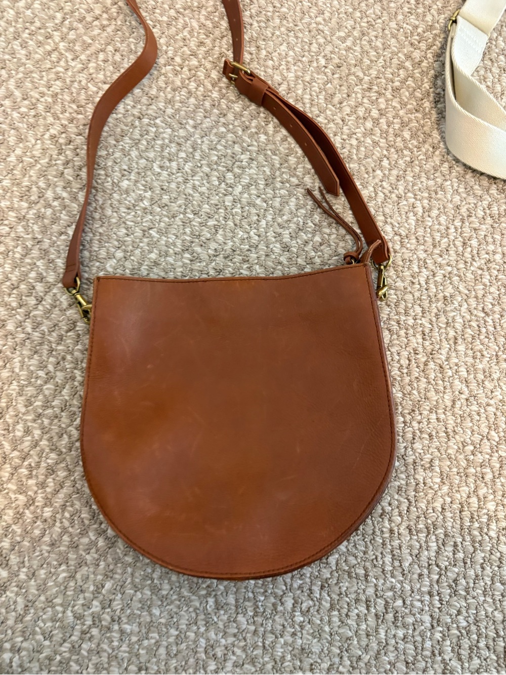 Madewell Transport Saddle Bag brown beige tan white strap leather - Picture 8 of 12